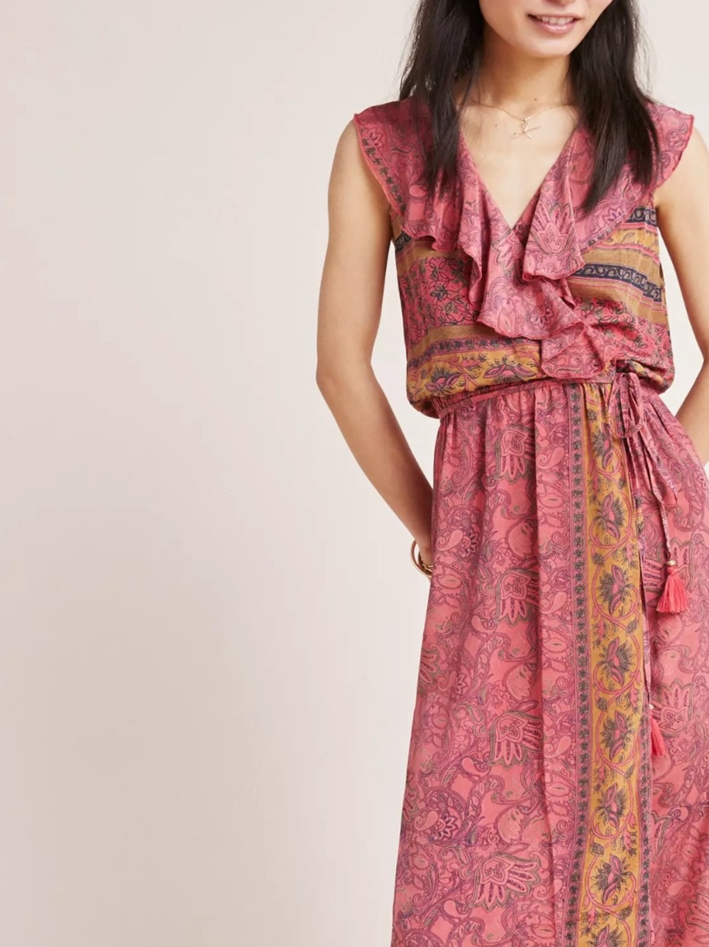 Anthropologie RAGA Melody and color boho midi ruffle peasant dress